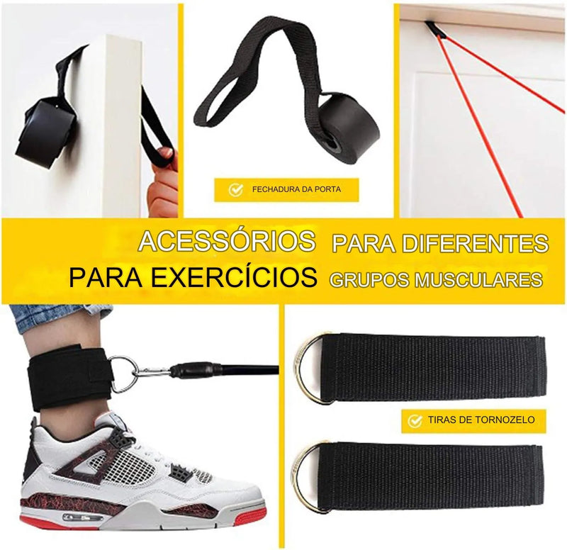 Kit 11 Peças Elástico Para Exercício De Resistência Academia Em Casa